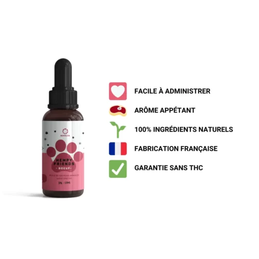 Huile CBD 3% Saveur Boeuf pour Animaux | NOVALOA