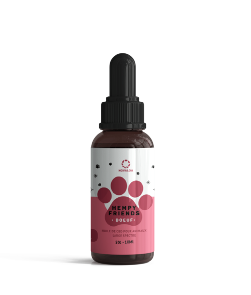 Huile CBD pour Animaux 5% Saveur Bœuf | NOVALOA